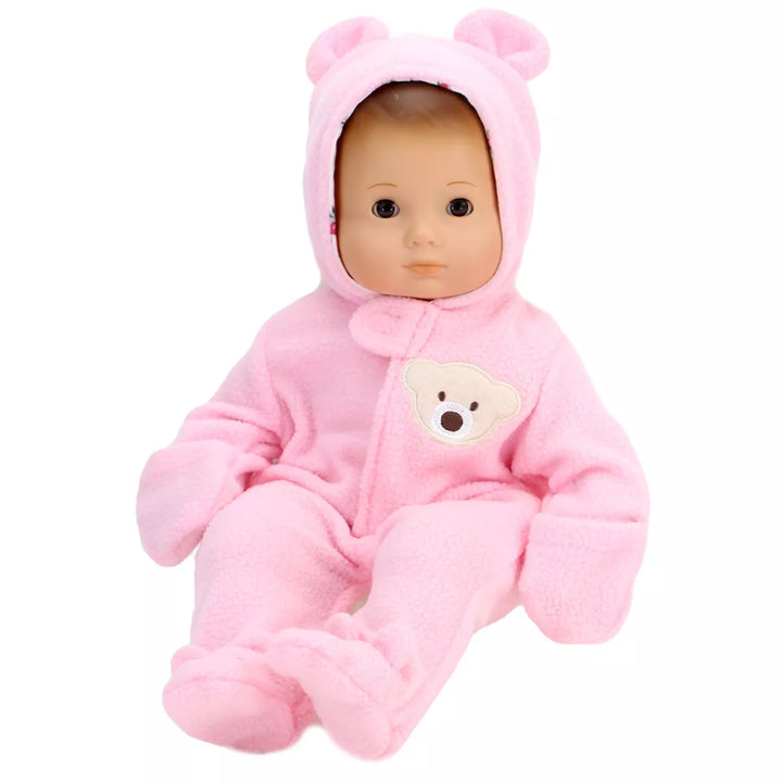 Sophia'S - 15" Doll - Fleece Bear Hooded Snowsuit - Light Pink