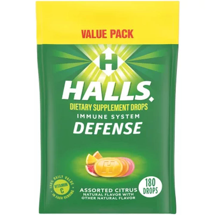 Halls Defense Assorted Citrus Vitamin C Drops Value Pack (180 Ct.)