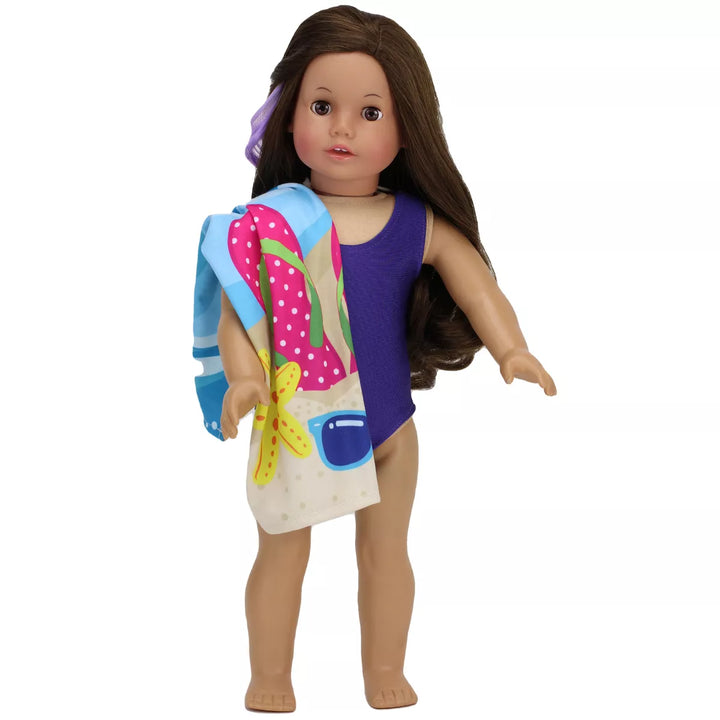 Sophia'S - 18" Doll - Bathing Suit, Beach Towel, Water Bottle, Suntan Lotion & Beach Ball Set - Pink