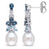 8.5-9 MM Freshwater Cultured Pearl Blue and White Topaz Drop Earrings in Sterling Silver