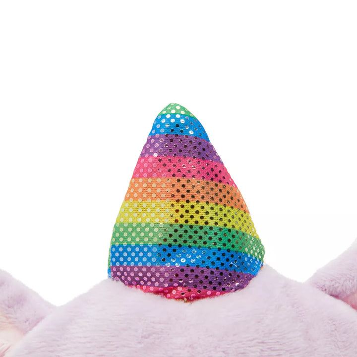 Small Reversible Caticorn Plush Toy, Lavender and White Caticorn Plushie with Rainbow Horn (6 X 12 In)