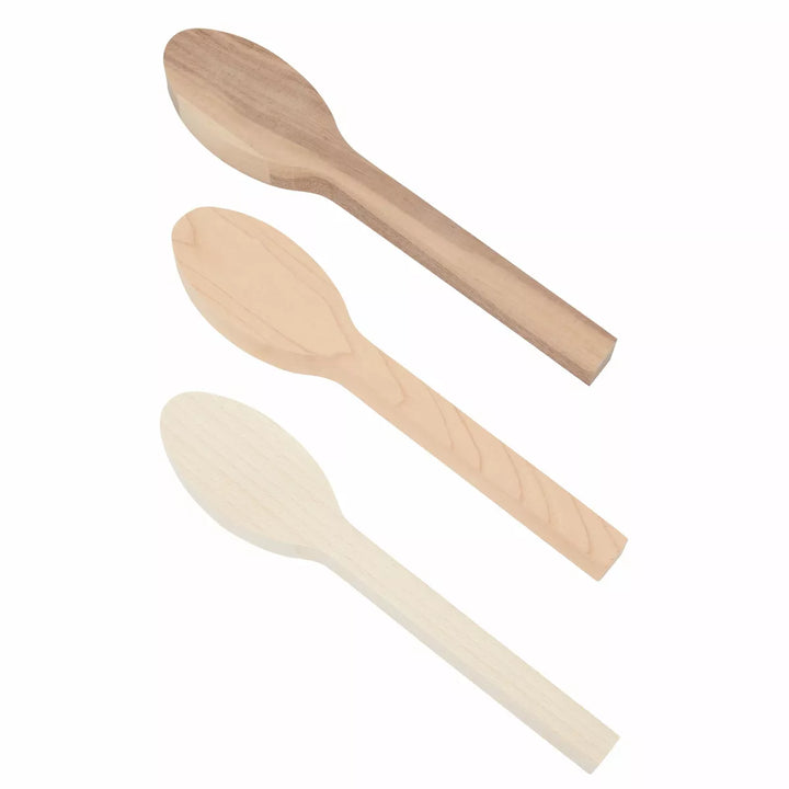 Bright Creations 3 Pieces Blank Wood Carving Spoons for Whittling, Basswood, Cherry Wood, Walnut Wood, 10.3 Inches