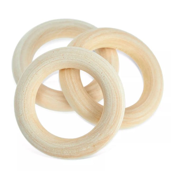 Bright Creations 80 Pack Natural Wooden round Beads and Rings Macrame Set Unfinished Wood Spacer for DIY Craft Projects and Home Décor Accessories