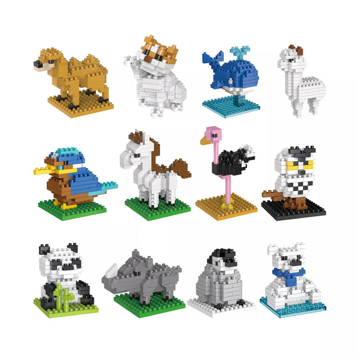 Fun Little Toys 12-Pack Mini Animals Building Bricks