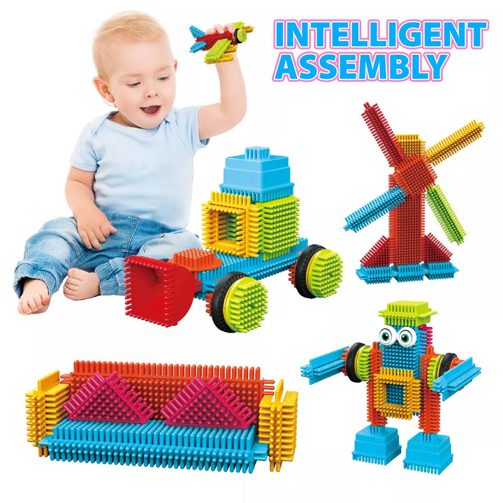 Contixo STEM Building Toys, ST6 100 Pcs Bristle Shape 3D Tiles Set Construction Learning Stacking Educational Blocks, Creativity beyond Imagination