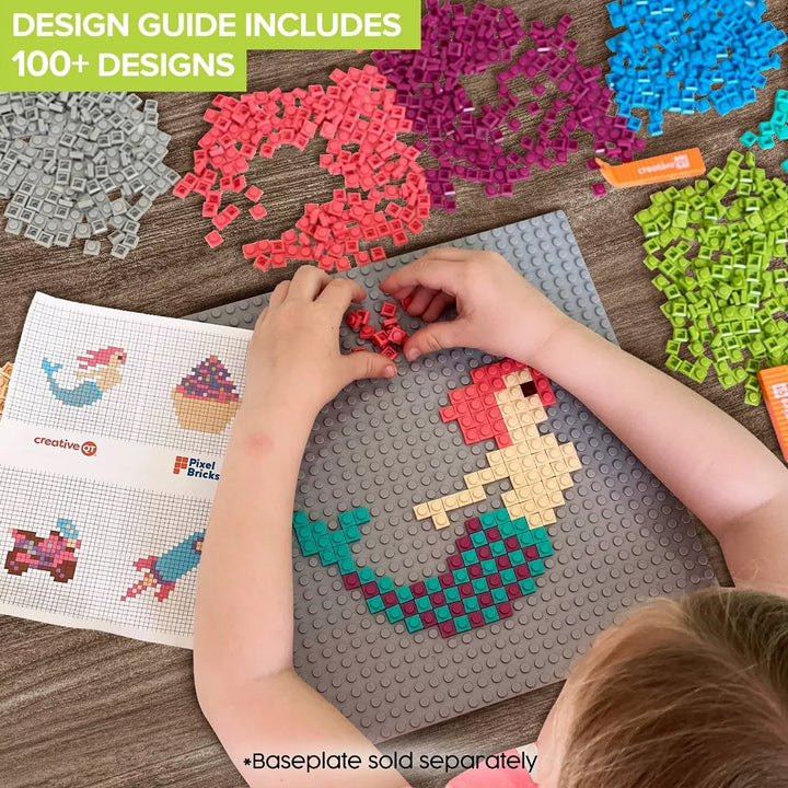 Creativeqt Pixel Bricks Mosaic Kit, 8 Bright Colors, 1X1 Build Bricks, 1600 Pieces, Nano Blocks Art Set for Kids & Adults