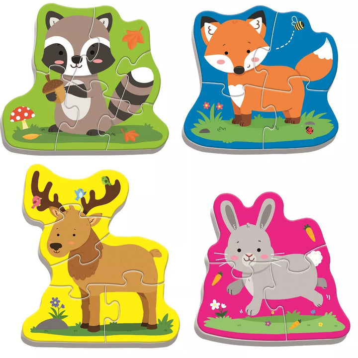 Trefl Forest Animals Kids Jigsaw Puzzle - 8Pc: Toddler-Friendly, Age 1 & Up, Fine Motor & Memory Development, 4 Set Cardboard Puzzle