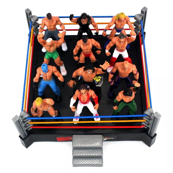 Insten 39 Piece Wrestler Action Figures Toy, Cage Set and Stage Ring with 12 Wrestlers and Props