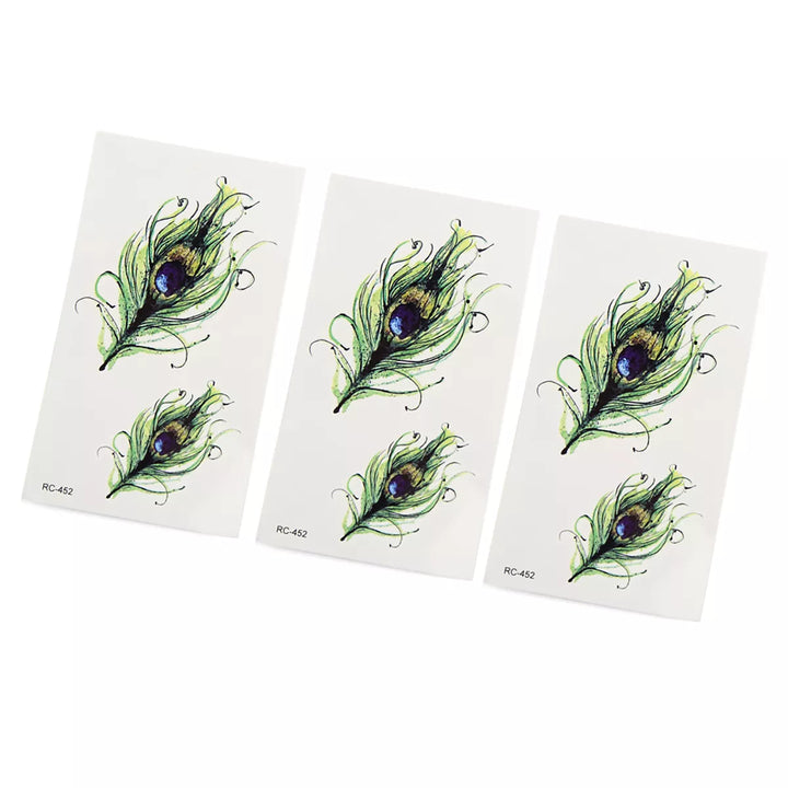 Unique Bargains 3 Pcs Peacock Feathers Pattern Temporary Tattoo Stickers Body Arm Art Tattoos