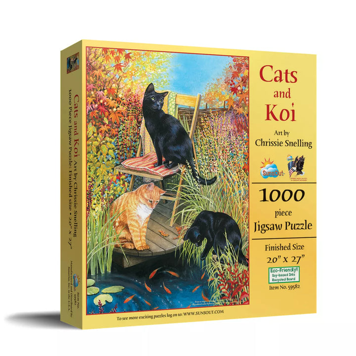 Sunsout Cats and Koi 1000 Pc Jigsaw Puzzle 59582