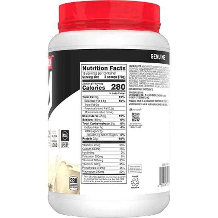 Muscle Milk Genuine 32G Whey Protein Powder, Vanilla Cream (2.47 Lbs.)