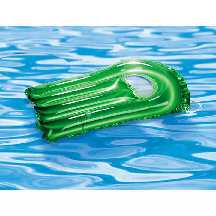 Swim Central 30-Inch Inflatable Transparent Green with Metallic Silver Surf Rider Pool Float