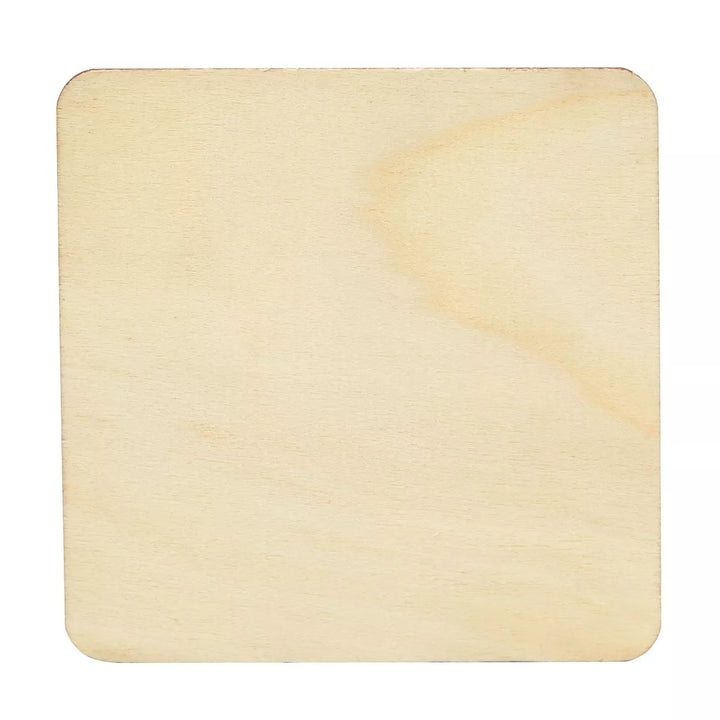 Juvale 36 Pack 4X4 Wooden Squares for Crafts, Unfinished Wood Cutouts with Rounded Corners for DIY Coasters