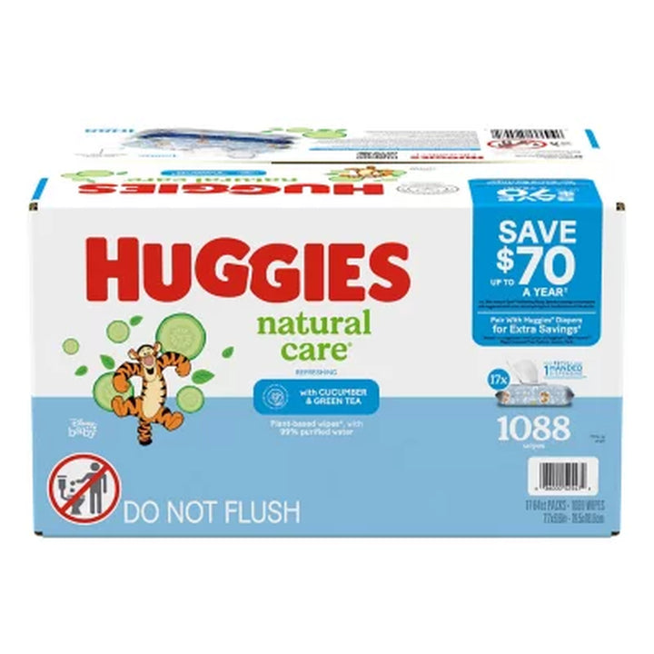 Huggies Natural Care, Refreshing Clean Baby Wipes, 17 Packs 1088 Ct.