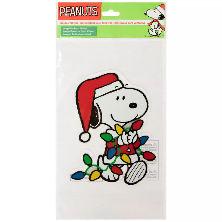 Northlight Peanuts Snoopy Gathers the Lights Double Sided Christmas Window Cling Decoration