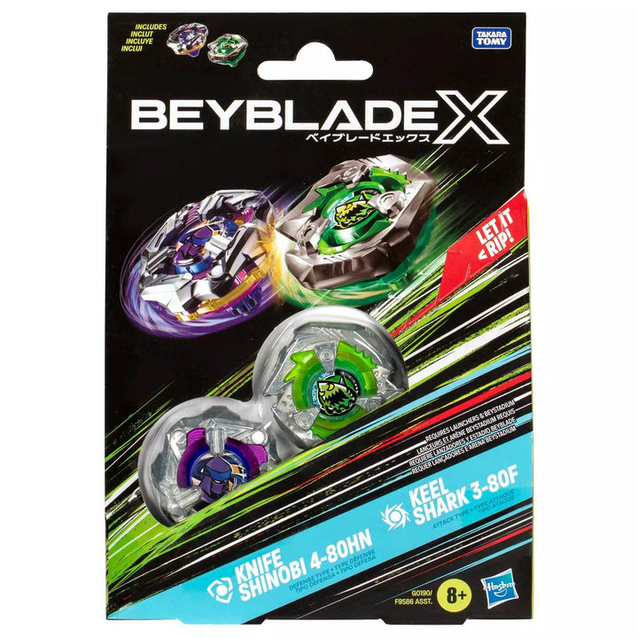 Beyblade Knife Shinobi Defense and Keel Shark Attack Battle Tops