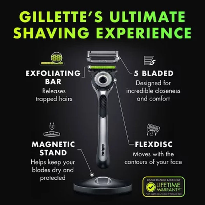 Gillettelabs Men'S Razor with Exfoliating Bar - 1 Handle, 7 Refills, 1 Premium Magnetic Stand