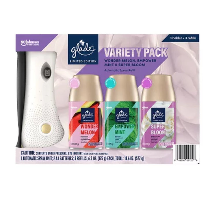 Glade Automatic Spray Air Freshener, Spring Variety Pack 1 Holder + 3 Refills