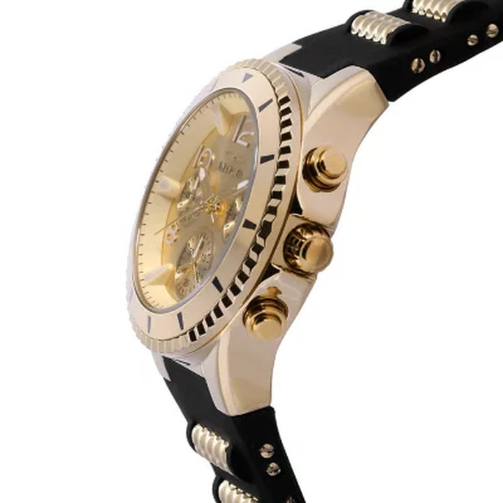 Invicta BLU Ladies Quartz 39Mm Black Silicone and Gold Stainless Steel, Gold Dial Watch