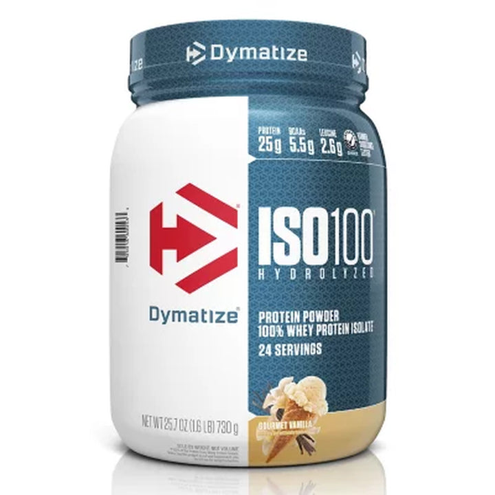 Dymatize ISO100 Hydrolyzed 25G 100% Whey Protein Powder, Gourmet Vanilla 1.6 Lbs.