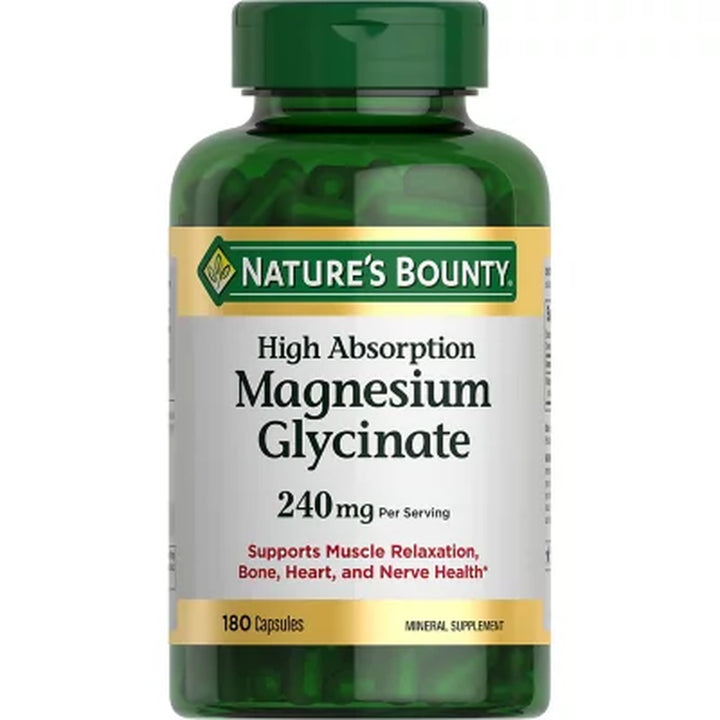 Nature'S Bounty Magnesium Glycinate Capsules, 240 Mg 180 Ct.