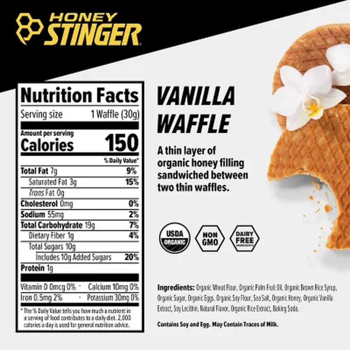 Honey Stinger Vanilla Waffle Organic Healthy Snack 12Ct.