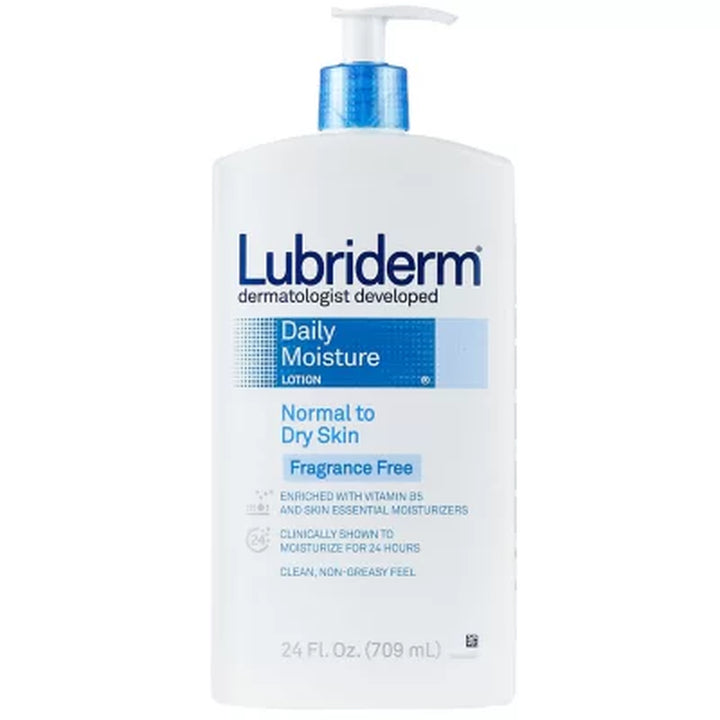 Lubriderm Daily Moisture Body Lotion, Fragrance-Free, 24 Oz., 2 Pk.