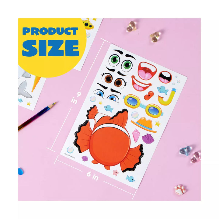 36 PCS Make-A-Face Sticker Sheets Make Your Own Animal Mix Match Sticker Sheets with Safaris, Sea and Fantasy Animals Kids Party Favor