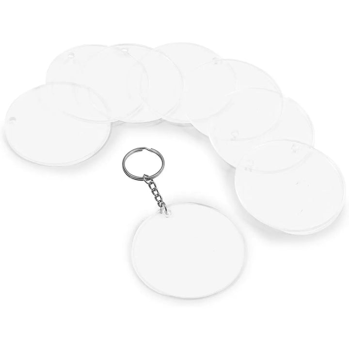 Bright Creations 20 Pieces Blank Clear Acrylic Keychains, Transparent Circle Dics 2.5" Diameter round Keychains for DIY Craft Projects