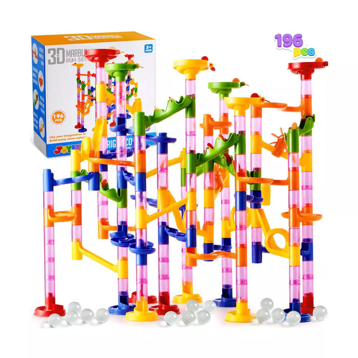 Syncfun 196 Pcs Marble Run, Construction Marble Maze Game, STEM Educational Toy, Building Block Toy, Christmas Gift for Kids Toddler Aged 3 4 5 6 7 8