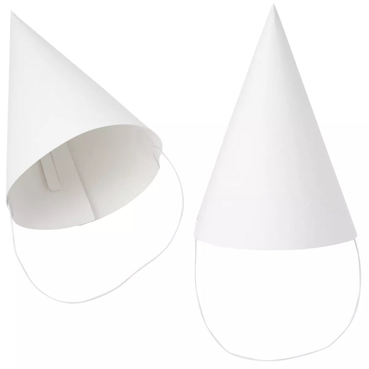 Bright Creations 50 Pack White Party Hats for Birthday Supplies, Blank Cone Hat for Painting, Crafts, 6 In