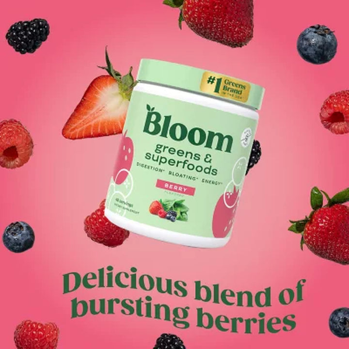 Bloom Nutrition Greens & Superfoods Powder, Berry 48 Servings, 9.2 Oz.