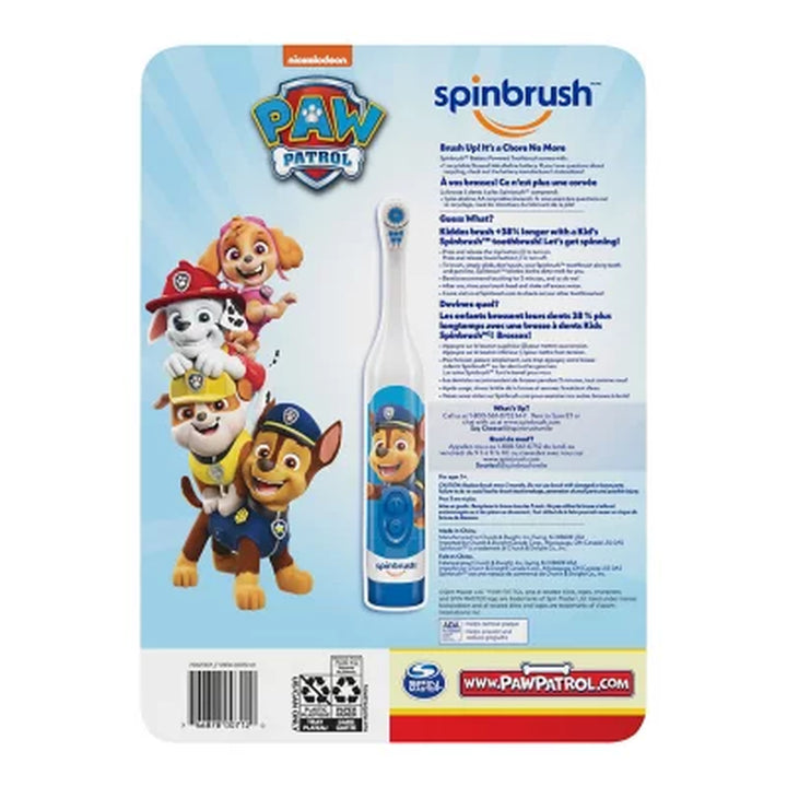 Spinbrush Kid'S Electric Battery Toothbrush, PAW Patrol, 4 Pk.