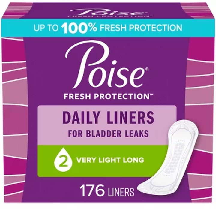 Poise Incontinence Daily Liners for Women, Very Light Long, 176 Ct.