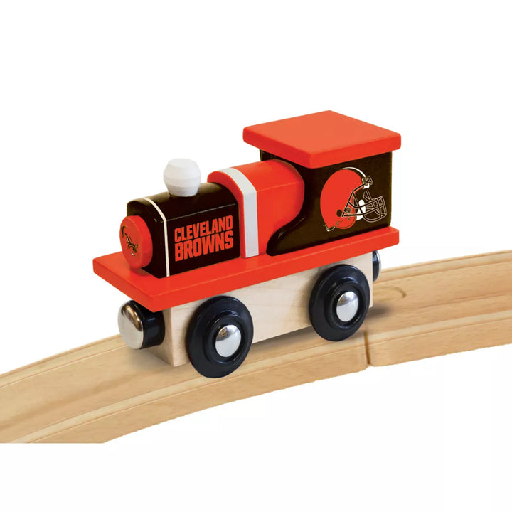 Masterpieces Officially Licensed NFL Cleveland Browns Wooden Toy Train Engine for Kids.