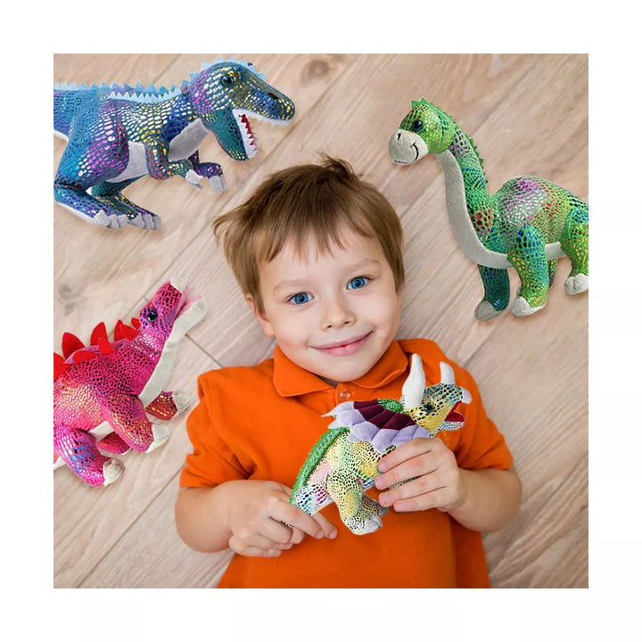 BUILD ME Stuffed Animal Set of 4 - 12" Soft Dinosaur Plush Toys for Boys and Girls