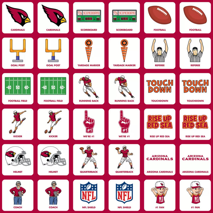 Masterpieces Officially Licensed NFL Arizona Cardinals Matching Game for Kids and Families.