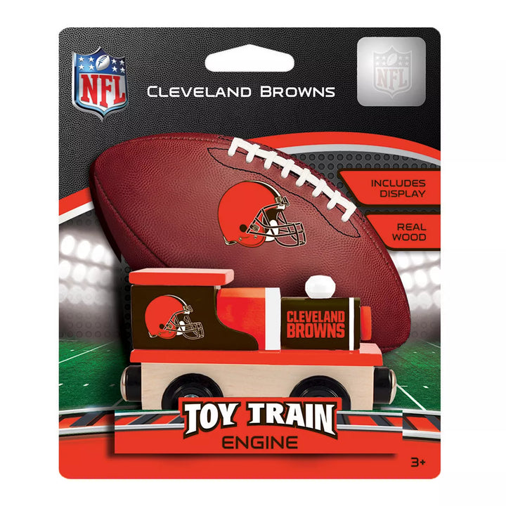 Masterpieces Officially Licensed NFL Cleveland Browns Wooden Toy Train Engine for Kids.