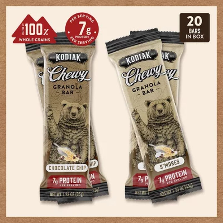 Kodiak Chewy Granola Bars, Variety Pack, 20 Ct.