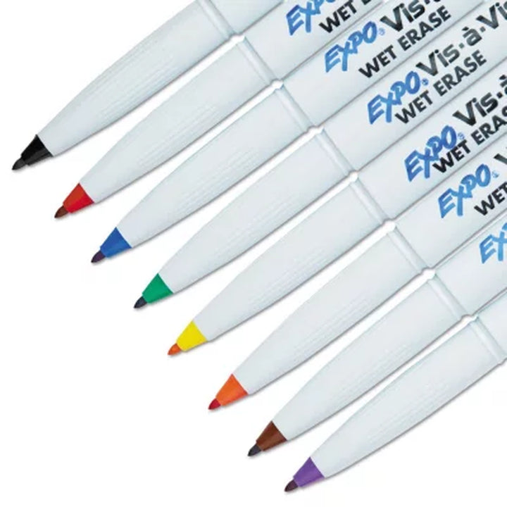 Expo Vis-À-Vis Wet-Erase Marker, Fine Point, Assorted Colors, 8Pk.