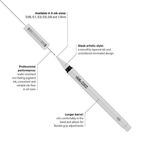 Winsor & Newton Fineliner Fine Point Pen, 0.1mm Tip, Black