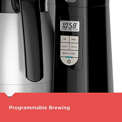 BLACK+DECKER 12-Cup Thermal Programmable Coffee maker, Brew Strength Selector, Auto-clean, Black and Silver CM2045B