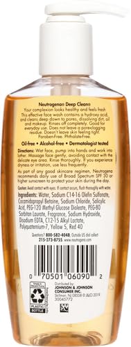 Neutrogena Deep Clean Daily Facial Cleanser with Beta Hydroxy Acid for Normal to Oily Skin, Alcohol-Free, Oil-Free & Non-Comedogenic, 6.7 fl. oz Unscented 6.7 Fl Oz (Pack of 1)