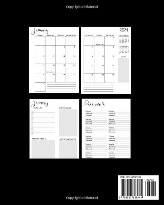 21-22 Monthly Planner: Gold and Black 2021 2022 Calendar for Women | Large 8x10 2021-2022 Agenda with Goals, Notes, Schedule, To Do List