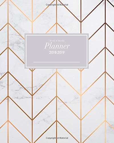 Weekly and Monthly Planner 2018-2019: October 2018 through December 2019 Calendar Schedule Organizer and Journal Notebook Rose-Gold Chevron Pattern & Marble Cover (Inspirational Quotes)