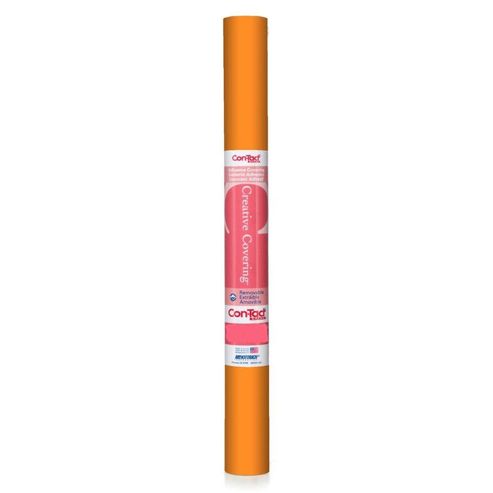 Con-Tact Brand Creative Covering, Self-Adhesive Shelf Liner, Multi-Purpose Vinyl Roll, Easy to Use and Apply, 18'' x 9', Orange 18" x 9'