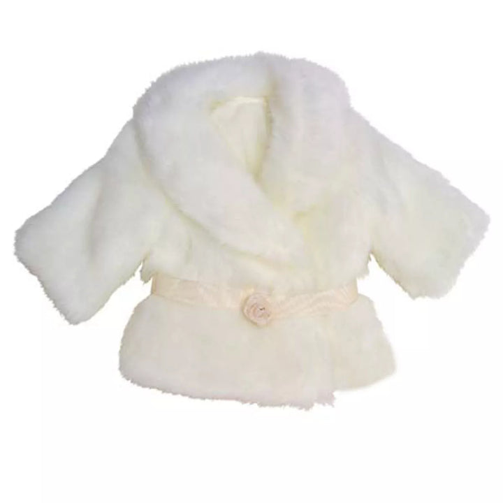 Sophia’S Faux Faux Fur Coat with Sash Closure for 18" Dolls, Ivory