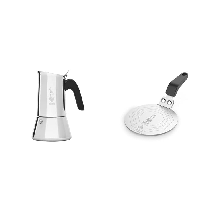 Bialetti Venus Induction Stovetop Coffee Maker (6 Cups) and Induction Plate 6-Cup Espresso Maker + Plate, Steel