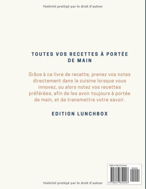 Mes recettes Lunchbox: 100 fiches à remplir : Livre recette lunch box (French Edition)