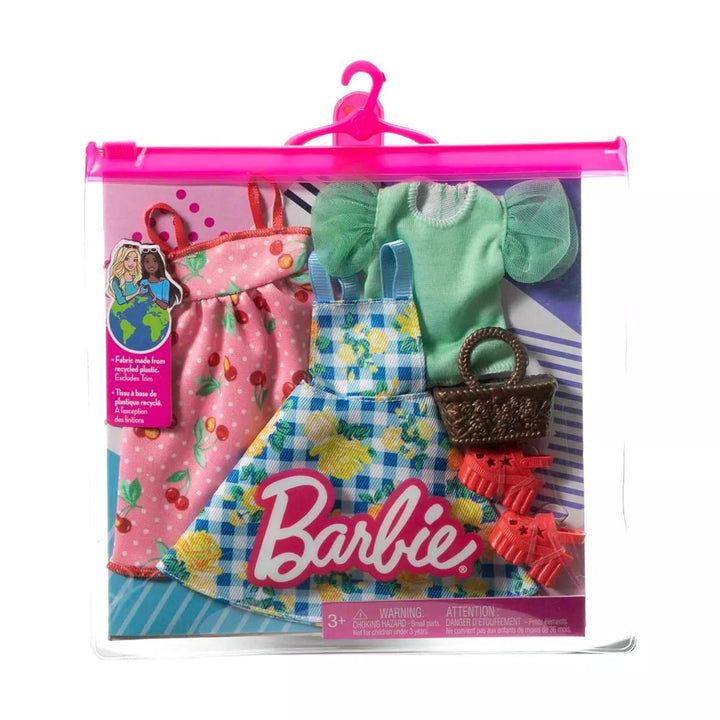 Barbie Clothes: Fashion and Accessory 2-Pack for Barbie Dolls, 2 Picnic Outfits